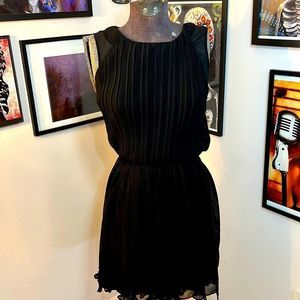Miss Sixty Pleated Chiffon Mini Dress Black Size 2 Sleeveless Mini Dress